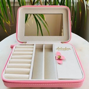 Pink travel jewelry case